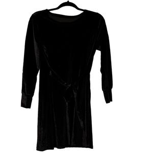 The Mint: Black Velvet Dress, cuff sleeves, ties in front or side maybe back